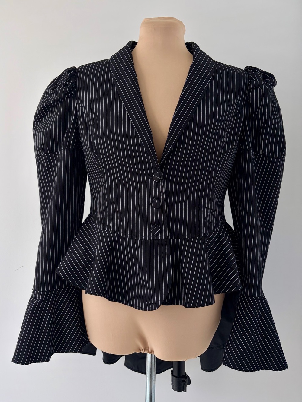 Spin Doctor Agatha Pinstripe Peplum Blazer – Gothic Victorian | Size M